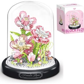 Artificial Flower Bouquet Building Set for Adult,Mini Plant Bonsai Tree Friend Set for Girl,Botanical Collection Gift for Kids,Orchid Building Blocks Birthday Gift for Mom Women Wife Girlfriend