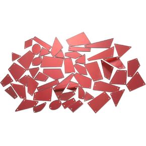 MECCANIXITY 50pcs Red Irregular Acrylic Mirror Beads for DIY Crafts and Evening Wear