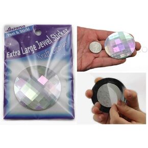 Allstarco 60mm Crystal H102 Extra Large Self Adhesive Round Jewels Acrylic Rhinestones Stick On Plastic Gems for Cosplay - 1 Piece