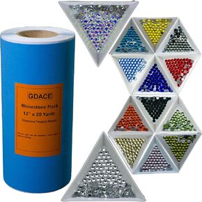 Rhinestone Flock Template Metarial Sticky Flock Adhesive Stencil Flock Magic Sticky Flock Rhinestone Flock in roll 12" W x 20Yards L 14colors hotfix Rhinestones
