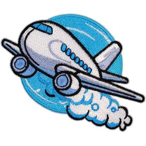 Soaring Skies Airplane Patch – 3 inches, Cool Colorful Iron On Patch Travel – Embroidered Travel Patches for Backpacks