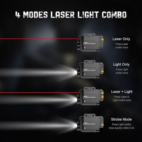 Pistol Light Green Laser Combo Rechargeable, 700 Lumen Green Beam Flashlight for Picatinny 1913 Rail Mounted Light with Strobe, USB-C Charging in Kuwait