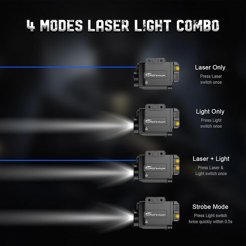 Pistol Light Green Laser Combo Rechargeable, 700 Lumen Green Beam Flashlight for Picatinny 1913 Rail Mounted Light with Strobe, USB-C Charging in Kuwait