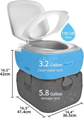 YITAHOME Portable Toilet Camping Porta Potty 5.8 Gallon with Diagonal Bowl, Hand Sprayer, Level Indicator, Rotating Spout, Carry Bag, Toilet for Adults, Outdoors, RV, Boat and Trips in Kuwait