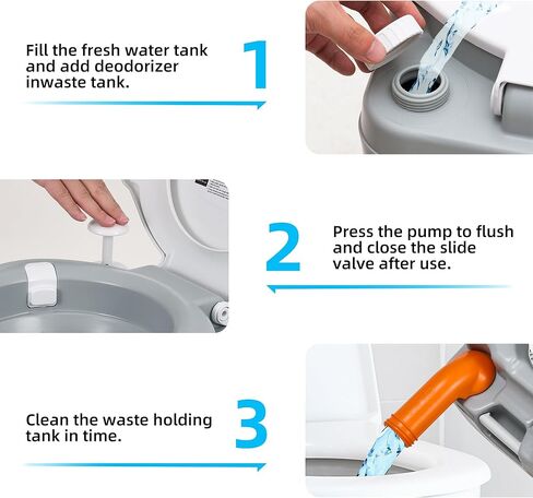 YITAHOME Portable Toilet Camping Porta Potty 5.8 Gallon with Diagonal Bowl, Hand Sprayer, Level Indicator, Rotating Spout, Carry Bag, Toilet for Adults, Outdoors, RV, Boat and Trips in Kuwait