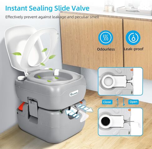 YITAHOME Portable Toilet Camping Porta Potty 5.8 Gallon with Diagonal Bowl, Hand Sprayer, Level Indicator, Rotating Spout, Carry Bag, Toilet for Adults, Outdoors, RV, Boat and Trips in Kuwait