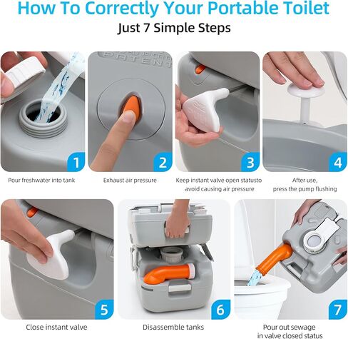 YITAHOME Portable Toilet Camping Porta Potty 5.8 Gallon with Diagonal Bowl, Hand Sprayer, Level Indicator, Rotating Spout, Carry Bag, Toilet for Adults, Outdoors, RV, Boat and Trips in Kuwait