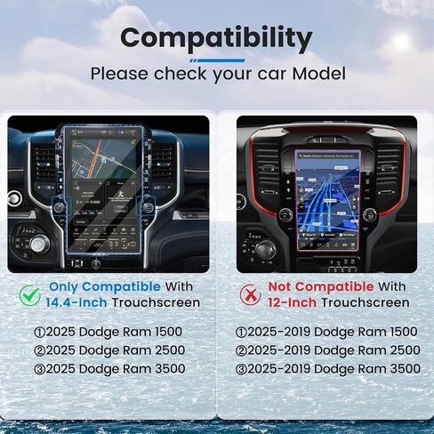 Compatible with 2019-2024 2025 Dodge Ram Screen Protector 12-Inch for 2024 2025 Ram 1500 2500 3500 Big Horn TRX Rebel Laramie Limited Accessories,9H Tempered Glass in Kuwait