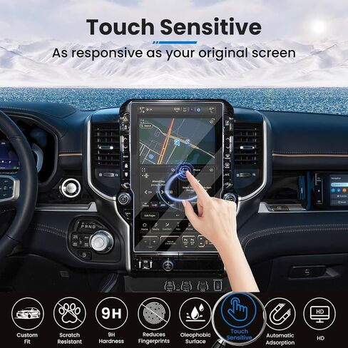 Compatible with 2019-2024 2025 Dodge Ram Screen Protector 12-Inch for 2024 2025 Ram 1500 2500 3500 Big Horn TRX Rebel Laramie Limited Accessories,9H Tempered Glass in Kuwait