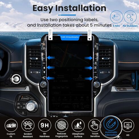 Compatible with 2019-2024 2025 Dodge Ram Screen Protector 12-Inch for 2024 2025 Ram 1500 2500 3500 Big Horn TRX Rebel Laramie Limited Accessories,9H Tempered Glass in Kuwait