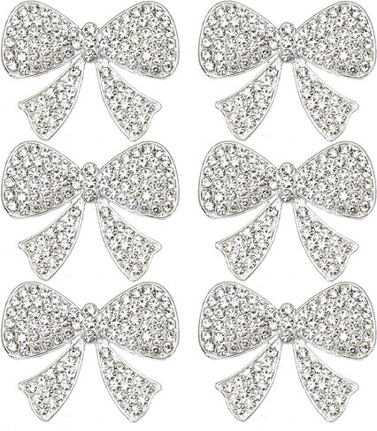 6PCS Full Rhinestone Bow Alloy Studded Bow Tie Decoration Handmade Bags Phone Case Accessories Hole Shoes Hair Accessories DIY Home Embellishments in Kuwait