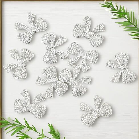6PCS Full Rhinestone Bow Alloy Studded Bow Tie Decoration Handmade Bags Phone Case Accessories Hole Shoes Hair Accessories DIY Home Embellishments in Kuwait