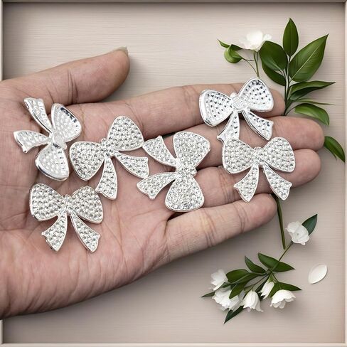 6PCS Full Rhinestone Bow Alloy Studded Bow Tie Decoration Handmade Bags Phone Case Accessories Hole Shoes Hair Accessories DIY Home Embellishments in Kuwait