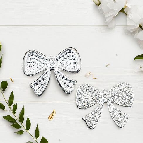 6PCS Full Rhinestone Bow Alloy Studded Bow Tie Decoration Handmade Bags Phone Case Accessories Hole Shoes Hair Accessories DIY Home Embellishments in Kuwait