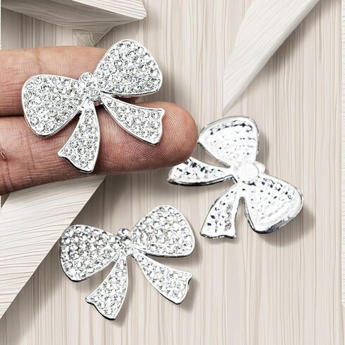 6PCS Full Rhinestone Bow Alloy Studded Bow Tie Decoration Handmade Bags Phone Case Accessories Hole Shoes Hair Accessories DIY Home Embellishments in Kuwait