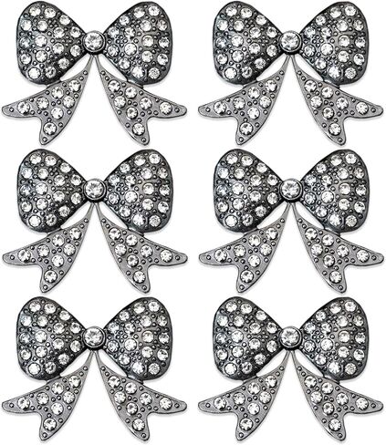 6PCS Full Rhinestone Bow Alloy Studded Bow Tie Decoration Handmade Bags Phone Case Accessories Hole Shoes Hair Accessories DIY Home Embellishments in Kuwait