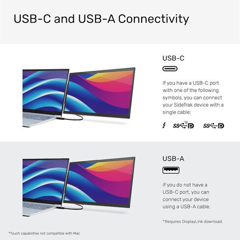 SideTrak Swivel Pro 13.3" Ultra Slim Attachable Portable Monitor, FHD IPS 1080p Laptop Screens with Kickstand + Unique Patented Swivel Hinge, for Mac, PC, and Chromebook, USB-C® Port Connection in Kuwait