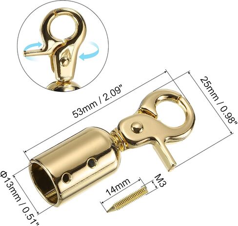 قبعة نهاية سلك Uxcell ، 13 مم (0.51 ") برميل نهاية CAP CAP Finding for Tassel Bag Making DIY ، 8PCS GOLD (53 × 25 مم) in Kuwait