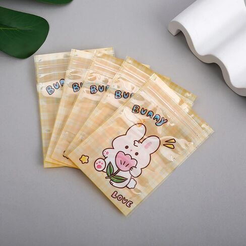 50 Pieces 7.5x11cm Small Cartoon Resealable Bags Cute PP Bag For Jewelry Packaging Bags Premium Adorable Anime Gift Bag (Pink dog) in Kuwait