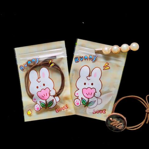 50 Pieces 7.5x11cm Small Cartoon Resealable Bags Cute PP Bag For Jewelry Packaging Bags Premium Adorable Anime Gift Bag (Pink dog) in Kuwait