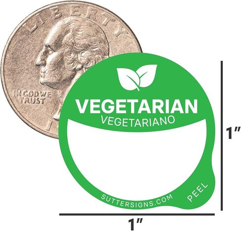 Vegetarian Food Labels 1000 pcs | 1" Dot Blank Sticker Labels to Write On for Party Buffet, Delis, Sandwich Shops, Food Containers in Saudi Arabia