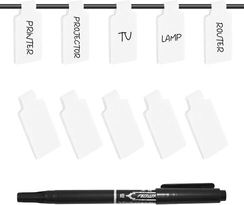 40 Pack Cable Labels Tags, White Write On Wire Cord Tags and Charger Labels Waterproof for Cable Management and Identification Electronics (Rectangular) in Saudi Arabia