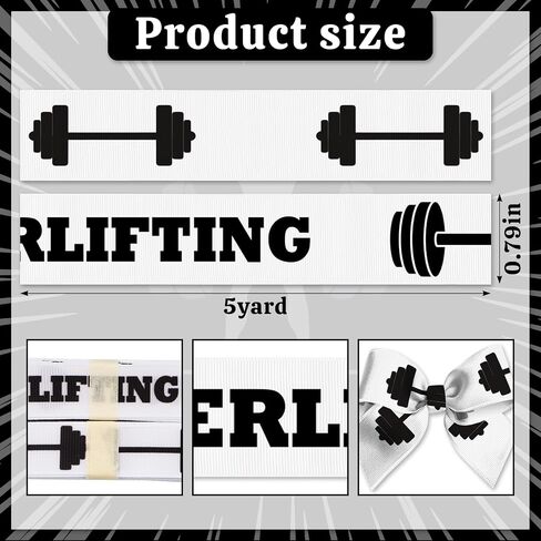 2 Rolls Powerlifting Ribbons Sports Themed Barbell Ribbon Weightlift Ribbon for Olympic Themed Party Gift Wrapping Birthday Home Gym Weightlifter Decorations Supplies DIY Craft 0.8" x 10yd in Saudi Arabia