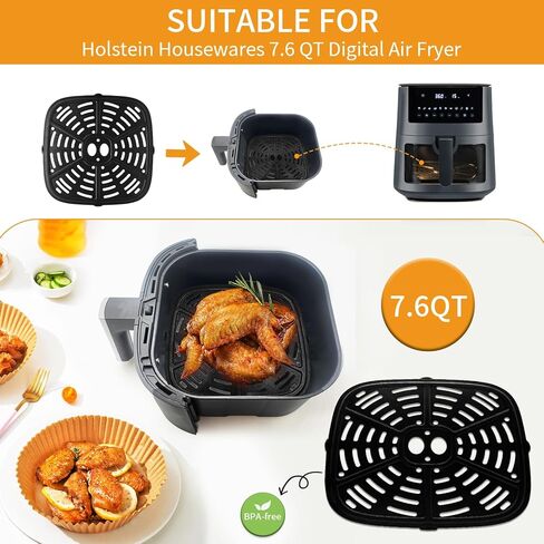 Air fryer Replacement Parts for Holstein Housewares 8.4QT Dual Basket Digital Air Fryer, 8.5×6.1 IN Air Fryer Grill Pan Grill Plate Crisper Plate Accessories Tray Rack in Kuwait