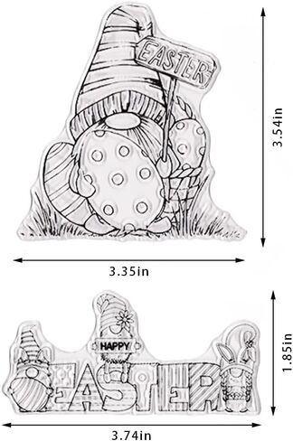 ALIBBON 2 Pcs Easter Gnomes Clear Stamps for Card Making and Photo Album Decorations, Happy Easter Gnomes Stamps, Easter Egg Gnomes Transparent Silicone Stamps for Crafting and DIY Scrapbooking in Saudi Arabia