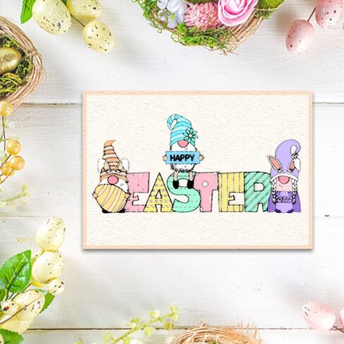 ALIBBON 2 Pcs Easter Gnomes Clear Stamps for Card Making and Photo Album Decorations, Happy Easter Gnomes Stamps, Easter Egg Gnomes Transparent Silicone Stamps for Crafting and DIY Scrapbooking in Saudi Arabia
