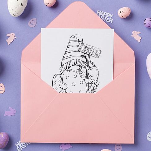 ALIBBON 2 Pcs Easter Gnomes Clear Stamps for Card Making and Photo Album Decorations, Happy Easter Gnomes Stamps, Easter Egg Gnomes Transparent Silicone Stamps for Crafting and DIY Scrapbooking in Saudi Arabia