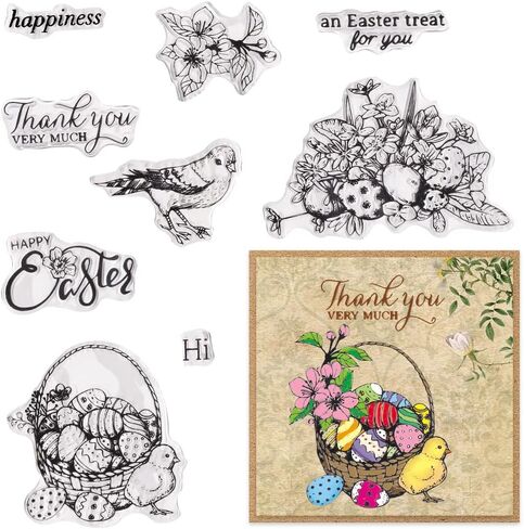 ALIBBON 2 Pcs Easter Gnomes Clear Stamps for Card Making and Photo Album Decorations, Happy Easter Gnomes Stamps, Easter Egg Gnomes Transparent Silicone Stamps for Crafting and DIY Scrapbooking in Saudi Arabia