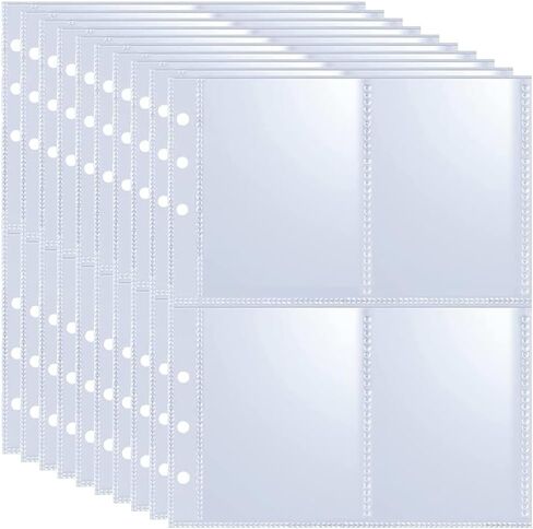 CRASPIRE 25 Pack 100 Pockets A5 Binder Sleeves 3.66x2.71" Trading Card Sleeves Ultra-Clear Photocard Sheets One-Sided 4 Pocket Photo Pages Top Loading Photo Sheet Protector for Photos in Kuwait