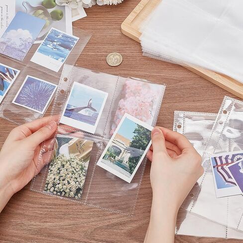 CRASPIRE 25 Pack 100 Pockets A5 Binder Sleeves 3.66x2.71" Trading Card Sleeves Ultra-Clear Photocard Sheets One-Sided 4 Pocket Photo Pages Top Loading Photo Sheet Protector for Photos in Kuwait