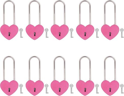 VeYocilk 2 PCS Love Lock Heart Padlock,Red Heart Wish Lock with Key for Lovers Wedding,VValentine's Day,Anniversary,Travel(with Key) in Kuwait