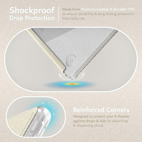 TUDIA SKN FLIP Designed for Kobo Libra Colour Case (2024) - [Auto Wake/Sleep Technology] Shockproof Slim Transparent TPU Back with Trifold Leather eReader Cover - Clear Sky Blue in Saudi Arabia