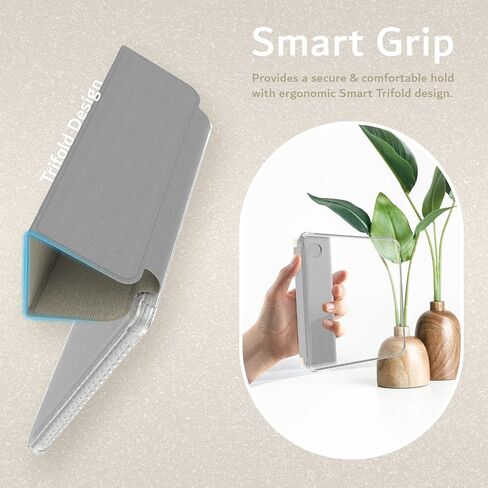 TUDIA SKN FLIP Designed for Kobo Libra Colour Case (2024) - [Auto Wake/Sleep Technology] Shockproof Slim Transparent TPU Back with Trifold Leather eReader Cover - Clear Sky Blue in Saudi Arabia