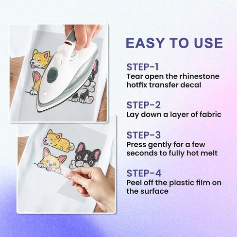 White Rhinestone Iron on Transfer Fading Decoration Bling Diamond Hotfix Patches for Clothes, Large Iron On Sequin Applique for Jeans Jacket Caps Bag T-Shirts Shoes DIY Decor in Kuwait