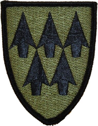 United States Army 32nd Air and Missile Defense Patch, Subdued Woodland/Green, with Iron-On Adhesive in Kuwait