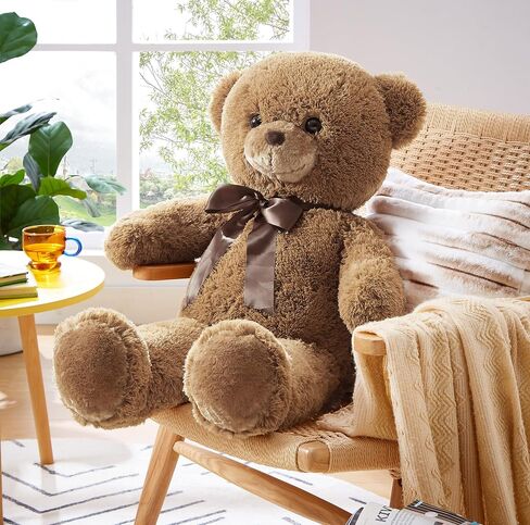 Big Teddy Bear Stuffed Animal 35 inches Giant Stuffed Bear Gift for Girlfriend Children on Birthday, Brown in Kuwait