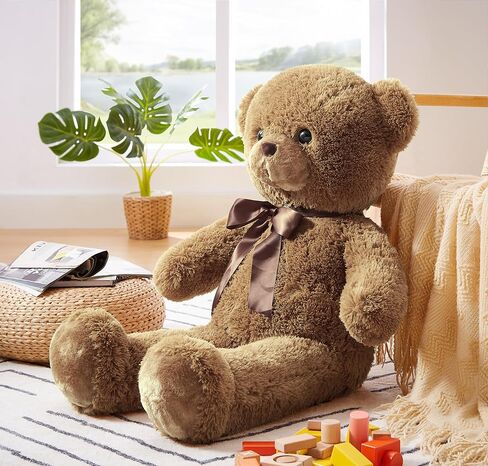 Big Teddy Bear Stuffed Animal 35 inches Giant Stuffed Bear Gift for Girlfriend Children on Birthday, Brown in Kuwait