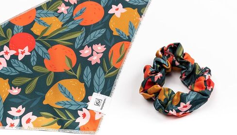 Dog Bandana & Matching Scrunchie - Floral L/XL - Pet & Owner Matching Outfits, Polyester Spandex Fabric, Pet Bandana Scrunchie Combo in Kuwait