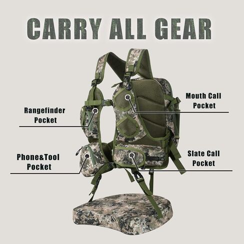 UIIHUNT Turkey Hunting Vest with Seat, Lightweight Turkey Hunting Vest with Game Pouch, Adjustable Turkey Hunting Gear, Turkey Hunting Accessories, Turkey Vest Hunting Clothes for Men Women in Kuwait