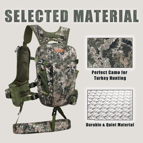 UIIHUNT Turkey Hunting Vest with Seat, Lightweight Turkey Hunting Vest with Game Pouch, Adjustable Turkey Hunting Gear, Turkey Hunting Accessories, Turkey Vest Hunting Clothes for Men Women in Kuwait