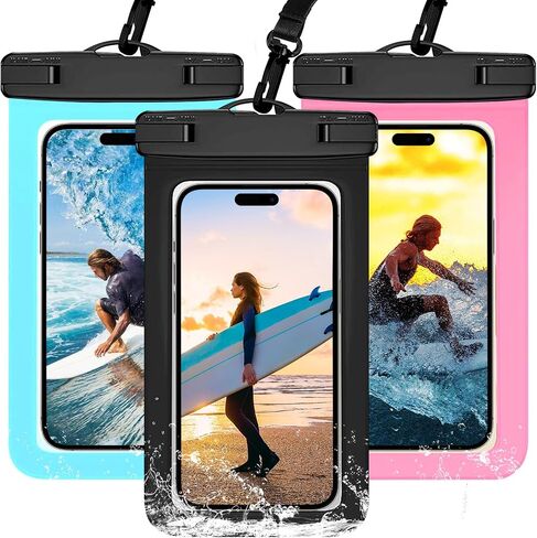 3 Pack Waterproof Phone Pouch IPX8 Universal Waterproof Case Dry Bag Phone Protector for iPhone 15 14 13 12 11 Pro Max Plus XS XR X 8 Galaxy S23 S22 S21 S20 Pixel Up to 7.5"(Multicolor 3) in Kuwait
