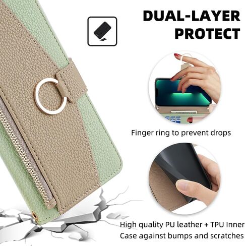 Asuwish Phone Case for Samsung Galaxy S23 Ultra 5G Wallet Woallet with Screen Screens and Mirror Flip Cover Ring حامل بطاقة Crossbody Cell S23ULTRA 23S S 23 23ULTRA 6.8 بوصة للنساء الأبيض in Saudi Arabia