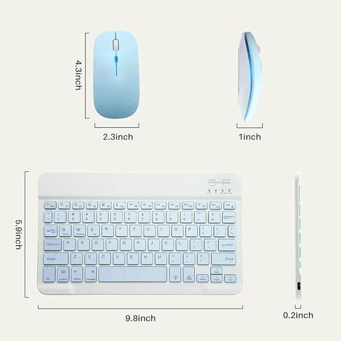 2 Pack Ultra-Slim Bluetooth Keyboard and Mouse Portable Mini Wireless Keyboard Rechargeable 7-Color Backlit for Apple iPad iPhone Samsung Tablet iPhone Smartphone iOS Android Windows,Black in Saudi Arabia