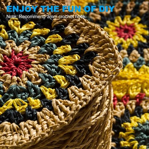 Patikil Natural Cotton Raffia Yarn 328 Yard ، Crochet Raffia Paper Ribbon for Diy Sun Hat Beach Bag Charn knitting ، Coffee Coffee. in Saudi Arabia