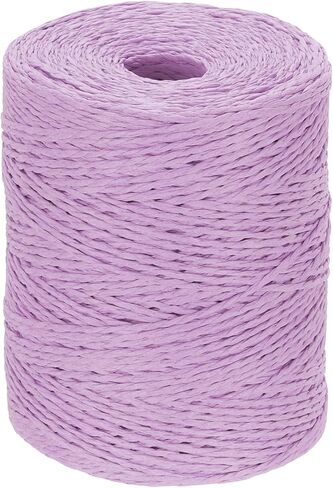 Patikil Natural Cotton Raffia Yarn 328 Yard ، Crochet Raffia Paper Ribbon for Diy Sun Hat Beach Bag Charn knitting ، Coffee Coffee. in Saudi Arabia