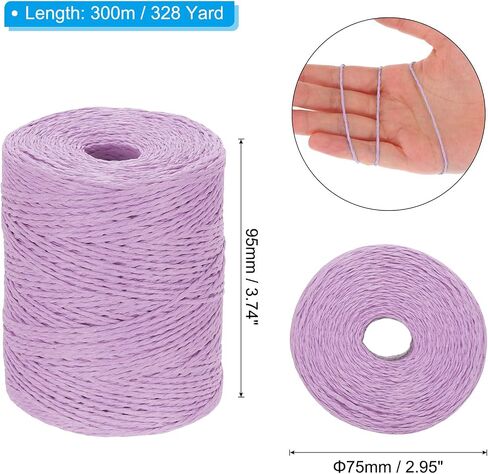 Patikil Natural Cotton Raffia Yarn 328 Yard ، Crochet Raffia Paper Ribbon for Diy Sun Hat Beach Bag Charn knitting ، Coffee Coffee. in Saudi Arabia